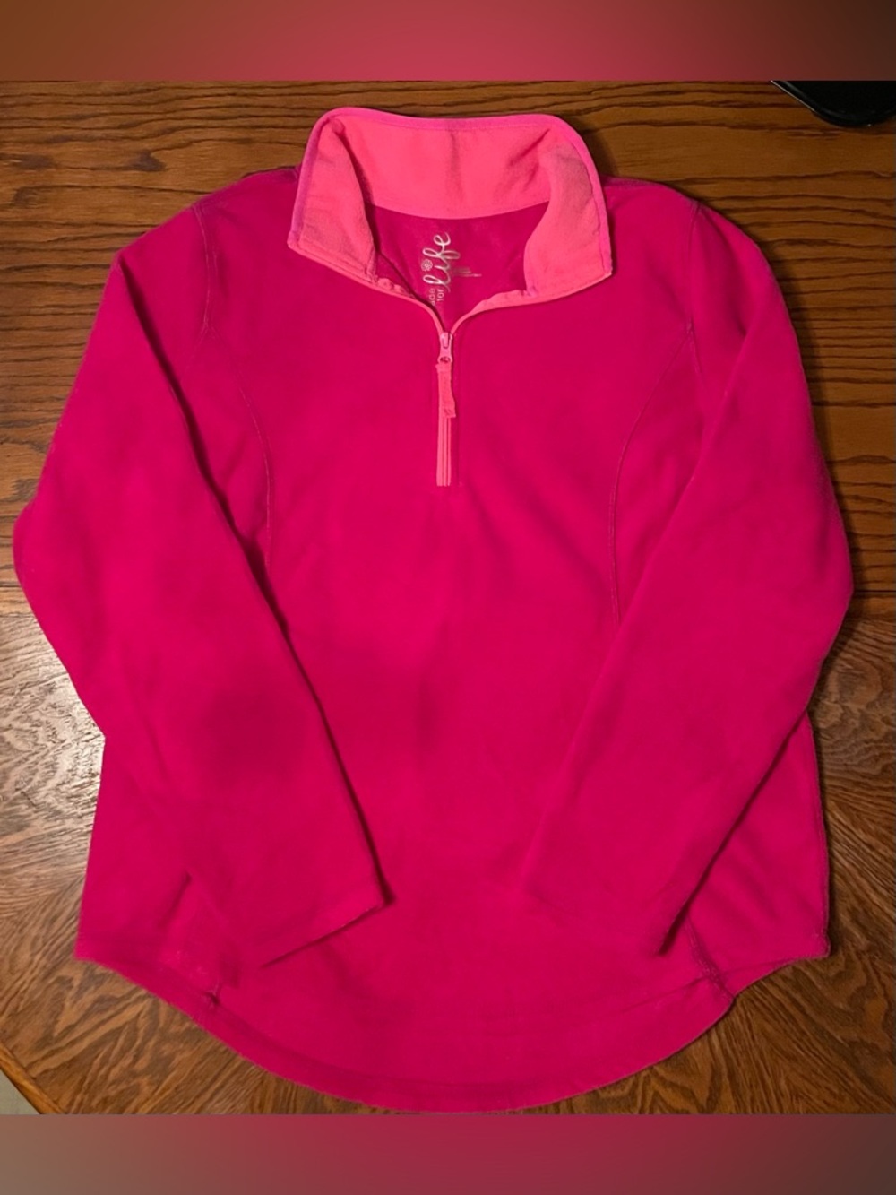 Made For Life Pink Fleece Quarter-Zip Pullover Size L